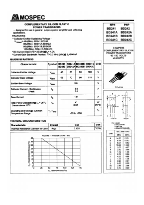 BD241 Datasheet PDF Mospec Semiconductor