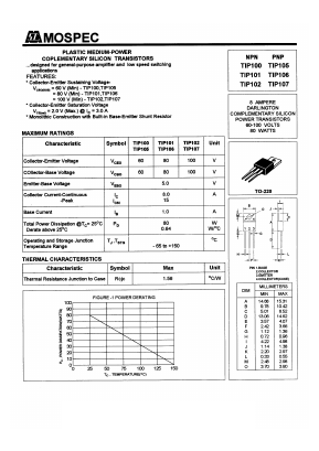 TIP105 Datasheet PDF Mospec Semiconductor