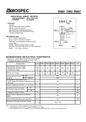 RS805 Datasheet PDF Mospec Semiconductor