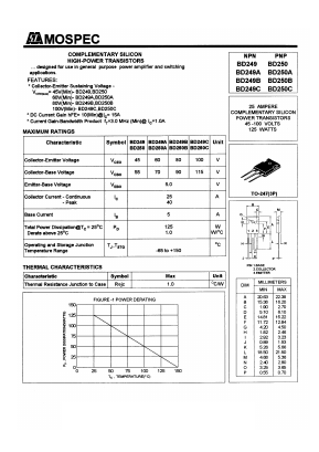 BD250C Datasheet PDF Mospec Semiconductor