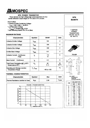 BU407H Datasheet PDF Mospec Semiconductor