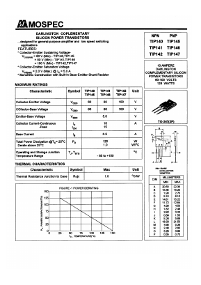 TIP142 Datasheet PDF Mospec Semiconductor