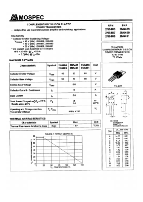 2N6491 Datasheet PDF Mospec Semiconductor