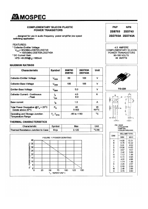 2SD743 Datasheet PDF Mospec Semiconductor