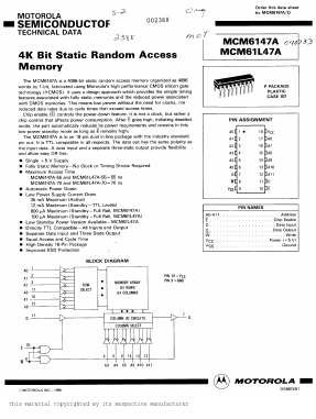 MCM6147A Datasheet PDF Motorola => Freescale