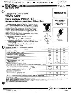 MTH8N50E Datasheet PDF Motorola => Freescale