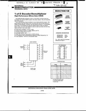 54HC138 Datasheet PDF Motorola => Freescale