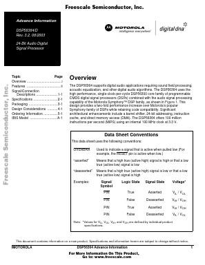 DSP56364P Datasheet PDF Motorola => Freescale