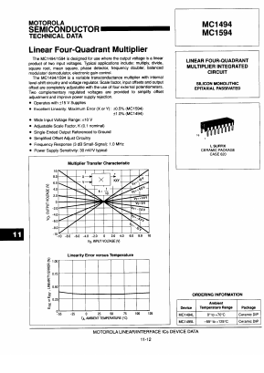 MC1494L Datasheet PDF Motorola => Freescale