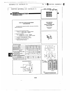 MJ3042 Datasheet PDF Motorola => Freescale