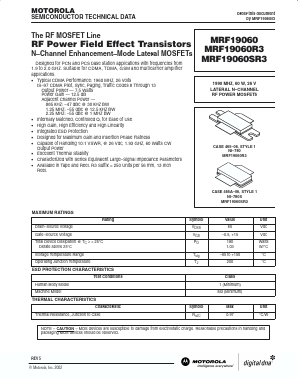 MRF19060 Datasheet PDF Motorola => Freescale