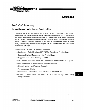 MC68184 Datasheet PDF Motorola => Freescale