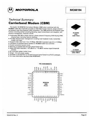 MC68194 Datasheet PDF Motorola => Freescale