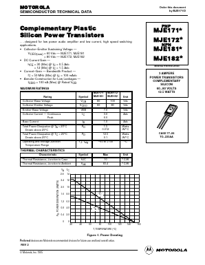 MJE182 Datasheet PDF Motorola => Freescale