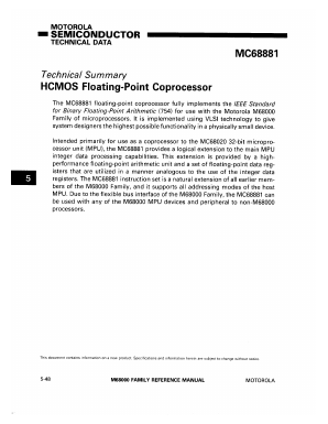 MC68881 Datasheet PDF Motorola => Freescale