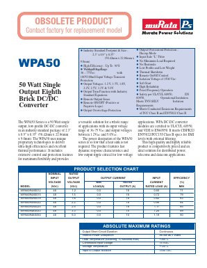 WPA50R48S025-1 Datasheet PDF Murata Power Solutions