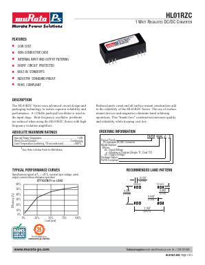 HL01R12D12ZC Datasheet PDF Murata Power Solutions
