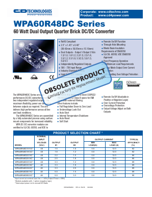 WPA60R48DC Datasheet PDF Murata Power Solutions