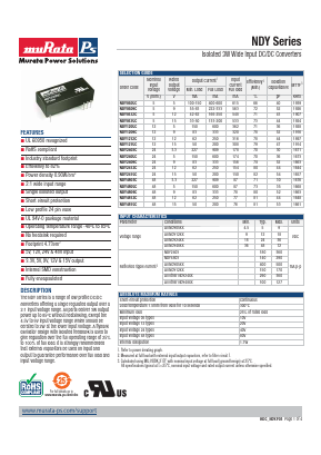 NDY1205C Datasheet PDF Murata Power Solutions