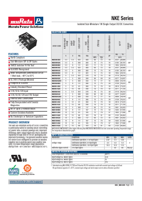NKE1205SC Datasheet PDF Murata Power Solutions