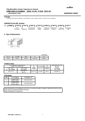 GRM188B10J334MA01K Datasheet PDF Murata Manufacturing