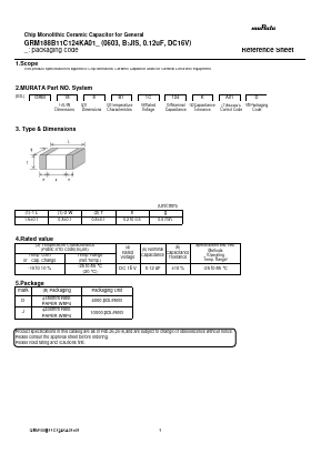 GRM188B11C124KA01D Datasheet PDF Murata Manufacturing