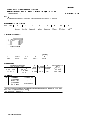 GRM216R72A102MAC4 Datasheet PDF Murata Manufacturing