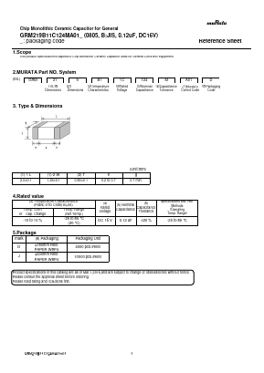 GRM219B11C124MA01J Datasheet PDF Murata Manufacturing