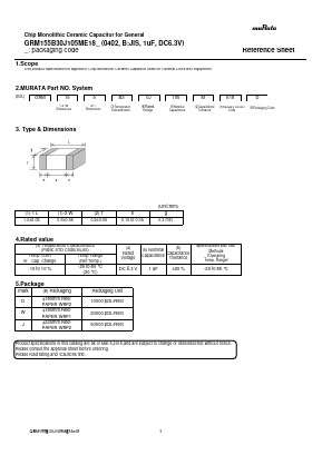 GRM155B30J105ME18W Datasheet PDF Murata Manufacturing