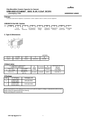 GRM188B31E224MA87 Datasheet PDF Murata Manufacturing