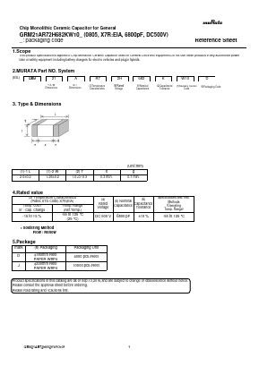 GRM21AR72H682KW10D Datasheet PDF Murata Manufacturing