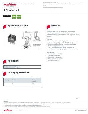 BNX003-01_22 Datasheet PDF Murata Manufacturing