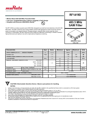 RF1419D Datasheet PDF Murata Manufacturing