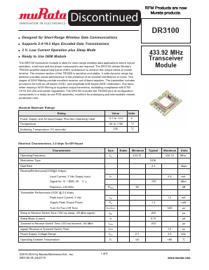 DR3100 Datasheet PDF Murata Manufacturing