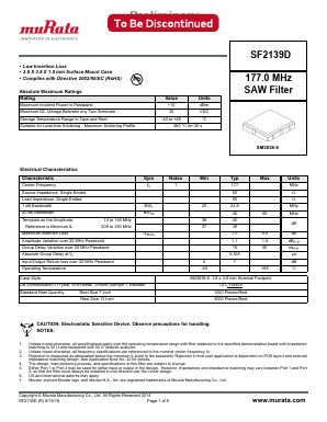 SF2139D Datasheet PDF Murata Manufacturing