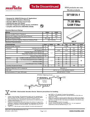 SF1081A-1 Datasheet PDF Murata Manufacturing