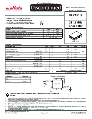 SF2151B Datasheet PDF Murata Manufacturing
