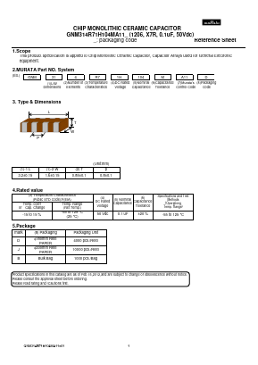 GNM314R71H104MA11 Datasheet PDF Murata Manufacturing