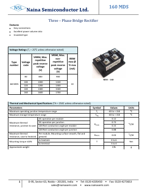 160MDS Datasheet PDF Naina Semiconductor ltd.