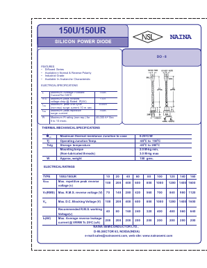 150UR160 Datasheet PDF Naina Semiconductor ltd.