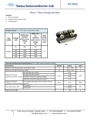 90MDS Datasheet PDF Naina Semiconductor ltd.