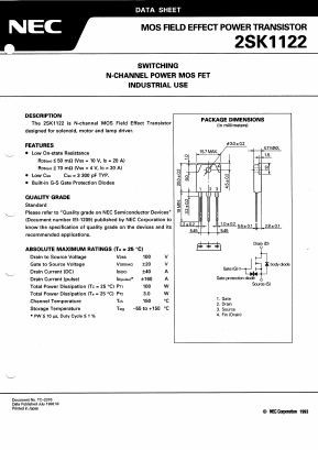 2SK1122 Datasheet PDF NEC => Renesas Technology