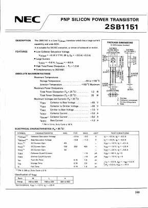 B1151 Datasheet PDF NEC => Renesas Technology
