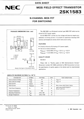 2SK1583 Datasheet PDF NEC => Renesas Technology