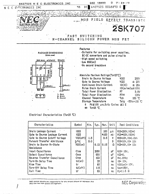 2SK707 Datasheet PDF NEC => Renesas Technology