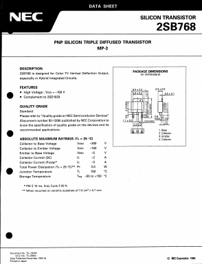 2SB768 Datasheet PDF NEC => Renesas Technology