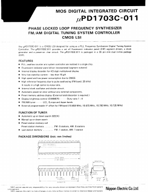 UPD1703C-011 Datasheet PDF NEC => Renesas Technology