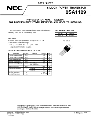 2SA1129 Datasheet PDF NEC => Renesas Technology