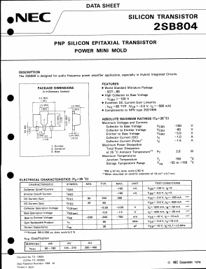 B804 Datasheet PDF NEC => Renesas Technology