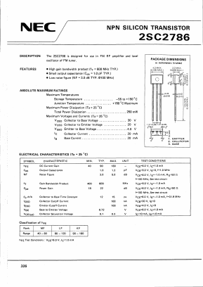 2SC2786 Datasheet PDF NEC => Renesas Technology